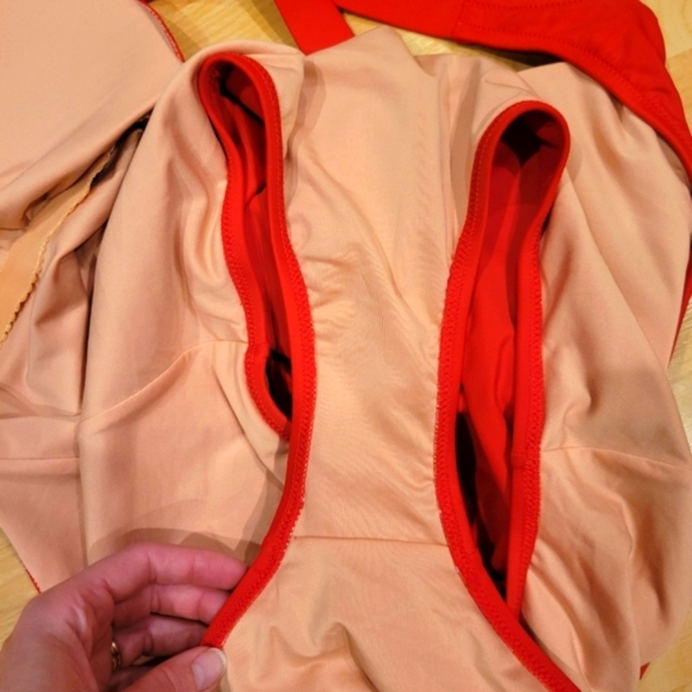 J. Crew Red One-Piece V-neck Full Coverage Swimsuit Size 16 DD - Picture 9 of 9